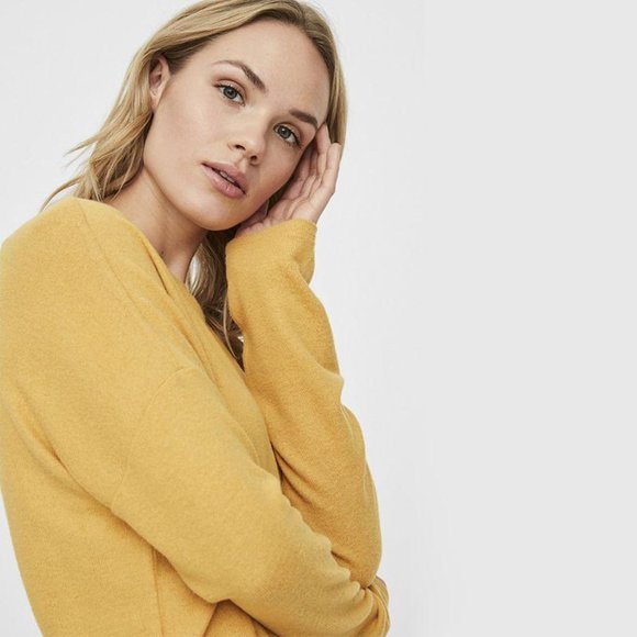 VERO MODA Belinda O-Neck Knit Top In Ambergold Sz M - Picture 2 of 11